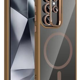 Samsung Galaxy S24 Ultra Remim Lensli Magsafe Standlı Kapak - Kahverengi-(5796)