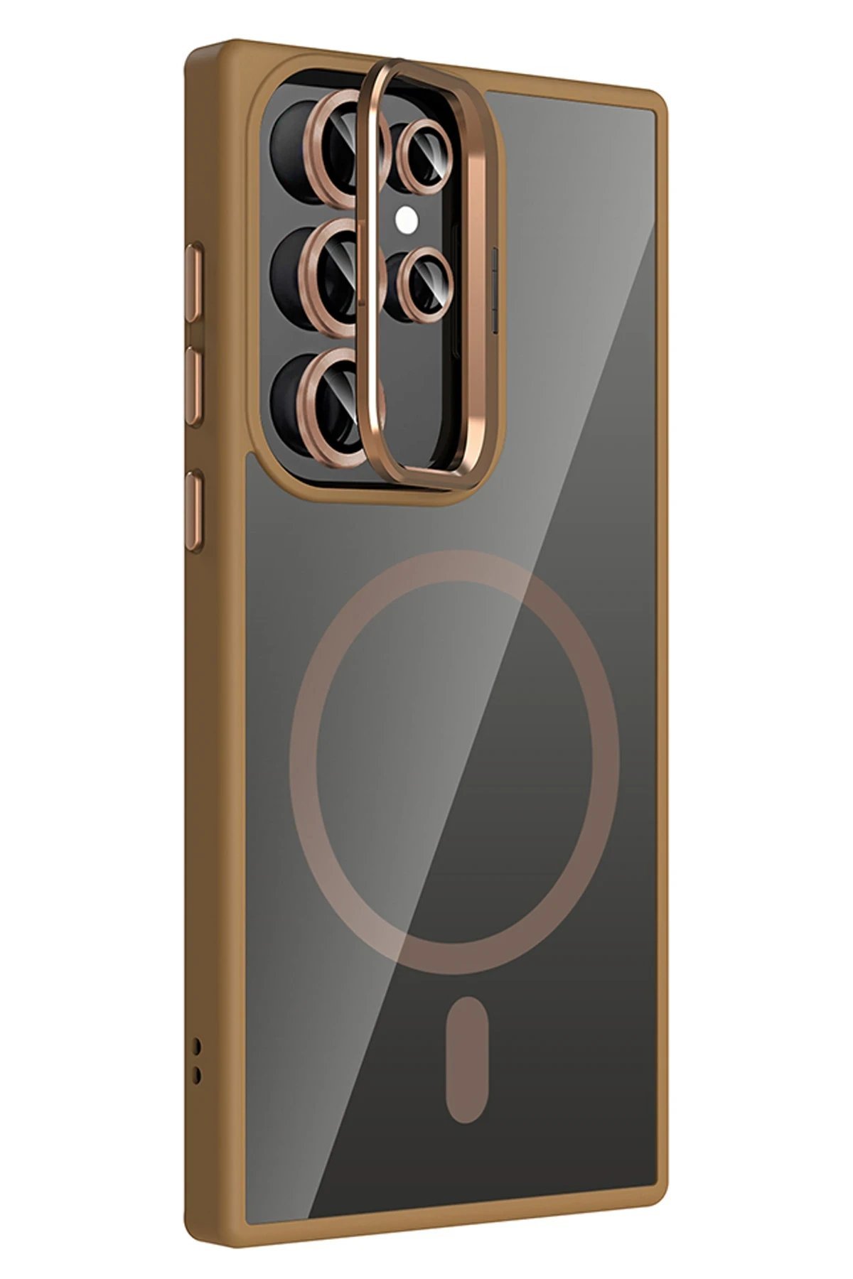 Samsung Galaxy S24 Ultra Remim Lensli Magsafe Standlı Kapak - Kahverengi-(5796) - Görsel 2
