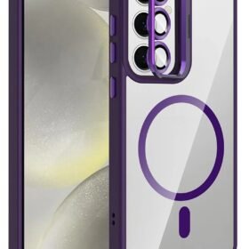 Samsung Galaxy S24 FE Remim Lensli Magsafe Standlı Kapak - Derin Mor-(5796)
