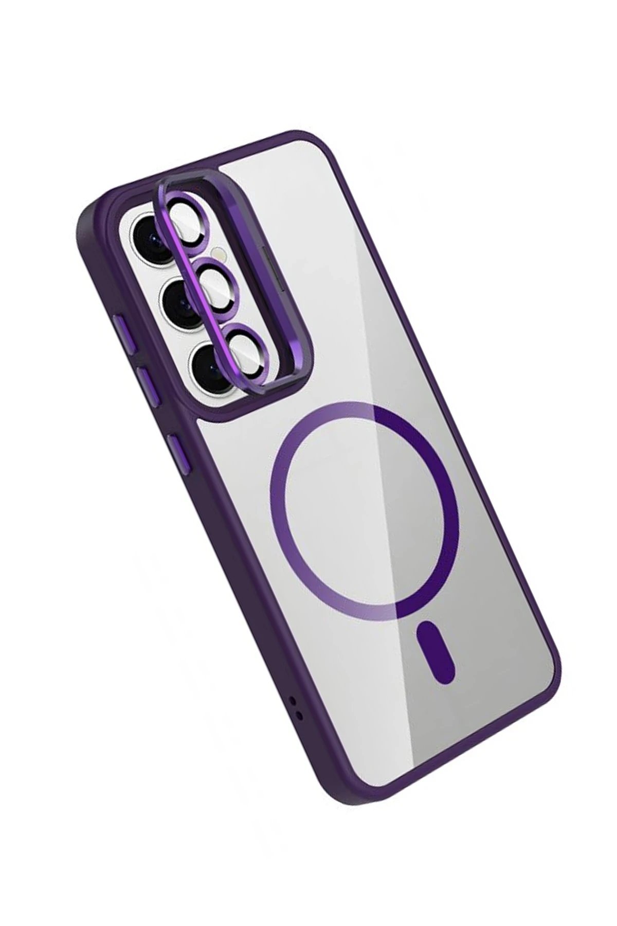 Samsung Galaxy S24 FE Remim Lensli Magsafe Standlı Kapak - Derin Mor-(5796) - Görsel 4