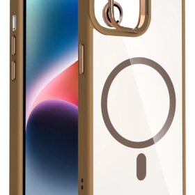 Apple iPhone 11 Remim Lensli Magsafe Standlı Kapak - Kahverengi-(5796)