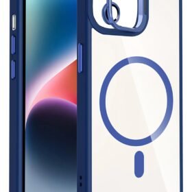 Apple iPhone 11 Remim Lensli Magsafe Standlı Kapak - Lacivert-(5796)