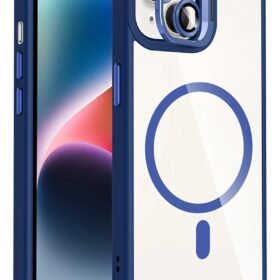 Apple iPhone 13 Remim Lensli Magsafe Standlı Kapak - Lacivert-(5796)