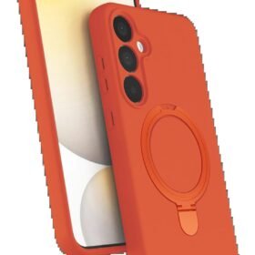 Samsung Galaxy A55 5G Regal Magsafe Standlı Kapak - Turuncu-(5796)