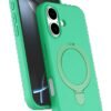 Apple iPhone 16 Plus Regal Magsafe Standlı Kapak - Yeşil-(5796)