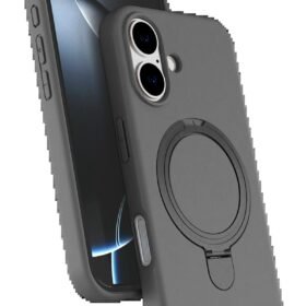 Apple iPhone 16 Plus Regal Magsafe Standlı Kapak - Titan Gri-(5796)