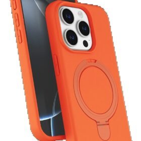 Apple iPhone 15 Pro Max Regal Magsafe Standlı Kapak - Turuncu-(5796)