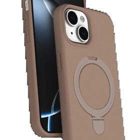 Apple iPhone 15 Plus Regal Magsafe Standlı Kapak - Çöl Titanyum-(5796)