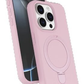 Apple iPhone 14 Pro Max Regal Magsafe Standlı Kapak - Açık Pembe-(5796)