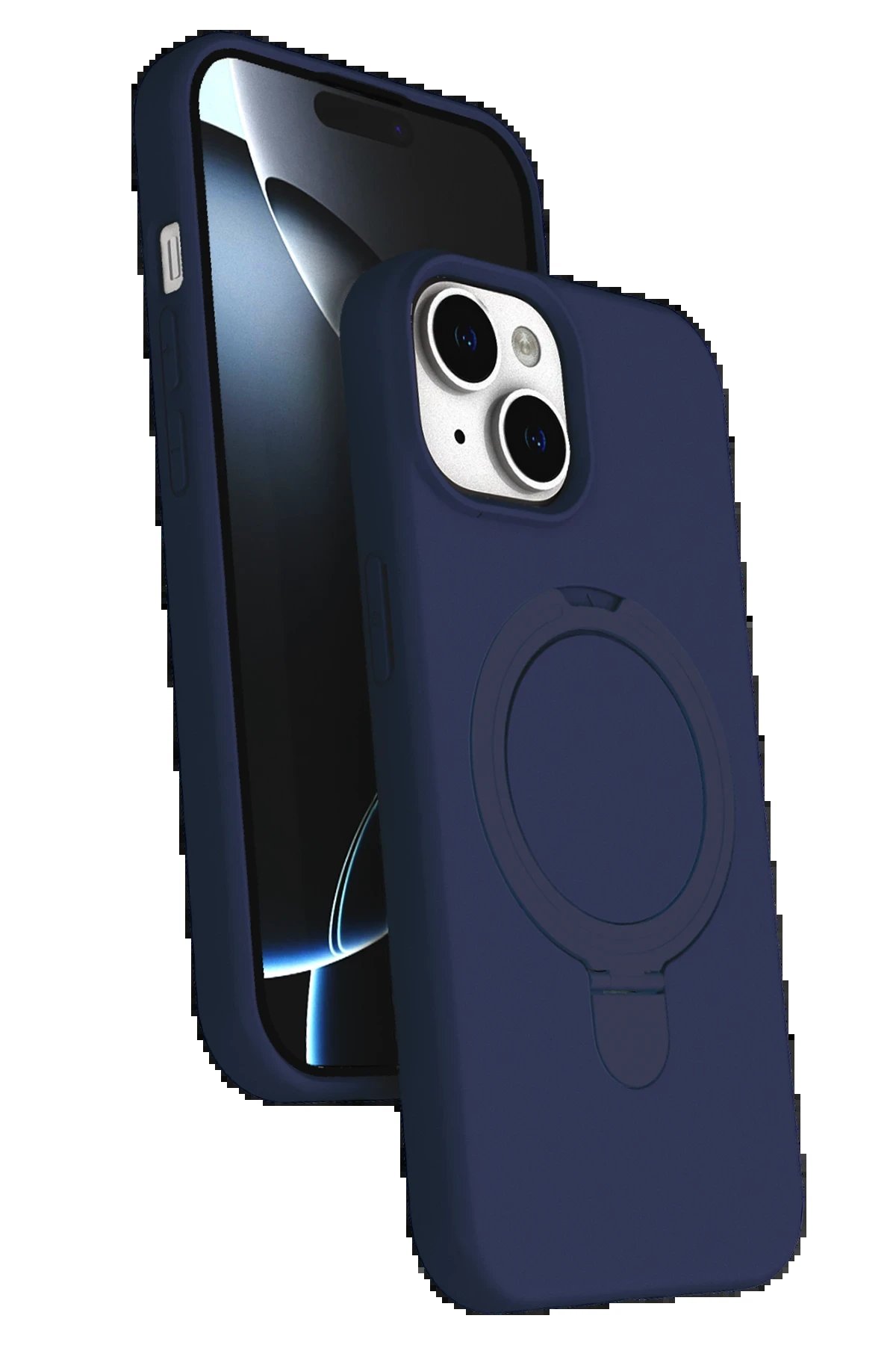 Apple iPhone 14 Regal Magsafe Standlı Kapak - Lacivert-(5796)