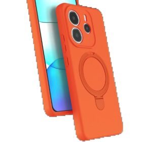 Xiaomi Redmi Note 14 4G Regal Magsafe Standlı Kapak - Turuncu-(5796)