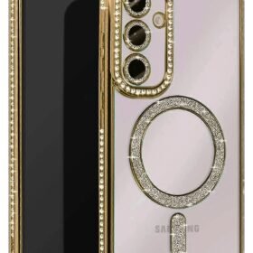 Samsung Galaxy A15 4G Joke Simli Magneticsafe Kılıf - Gold-(5796)