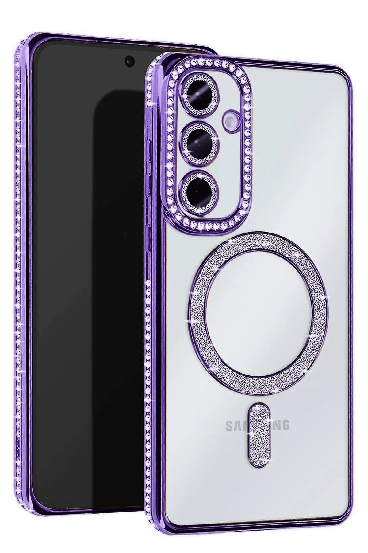 Samsung Galaxy S24 FE Joke Simli Magneticsafe Kılıf - Derin Mor-(5796)