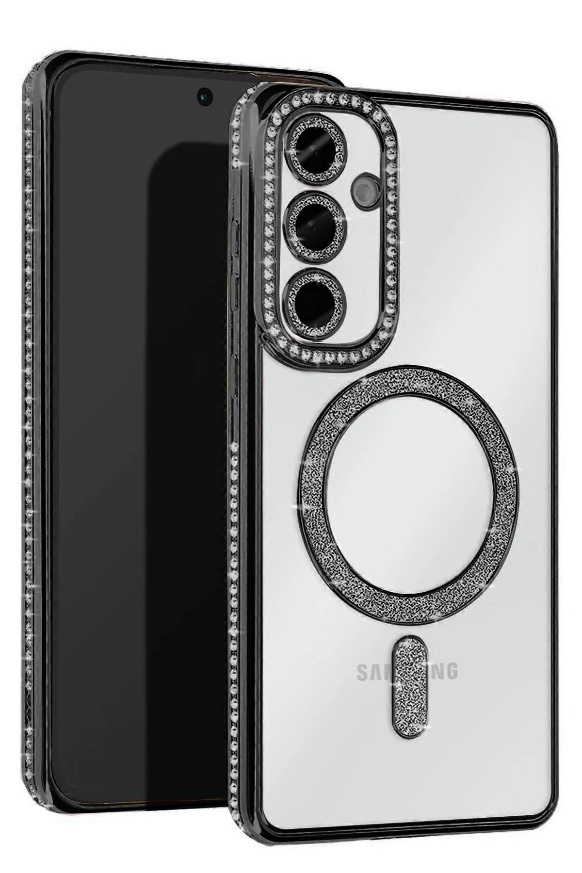 Samsung Galaxy A16 5G Joke Simli Magneticsafe Kılıf - Siyah-(5796)