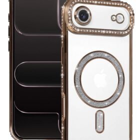 Apple iPhone 17 Air Joke Simli Magneticsafe Kılıf - Gold-(5796)