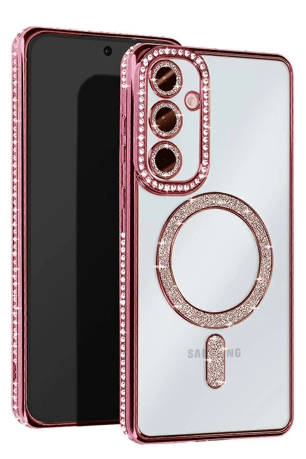 Samsung Galaxy S25 FE Joke Simli Magneticsafe Kılıf - Pembe-(5796)