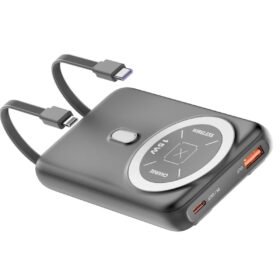 J39 10.000 mAh 20W PD Dahili Kablolu Magsafe Powerbank - Siyah-(5796)