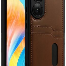 Oppo A38 Sara Kartvizitli Deri Kılıf - Taba-(5796)