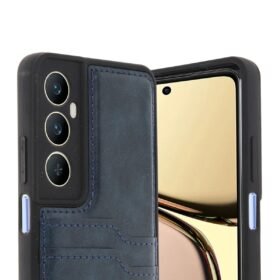 Realme C65 Sara Kartvizitli Deri Kılıf - Lacivert-(5796)
