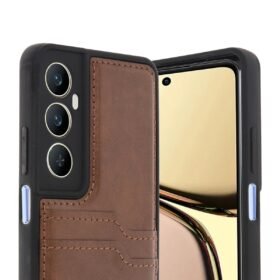 Realme C65 Sara Kartvizitli Deri Kılıf - Taba-(5796)