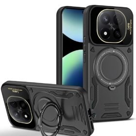 Xiaomi 14T Pro Kılıf Joy Lens Standlı Kapak - Siyah-(5796)