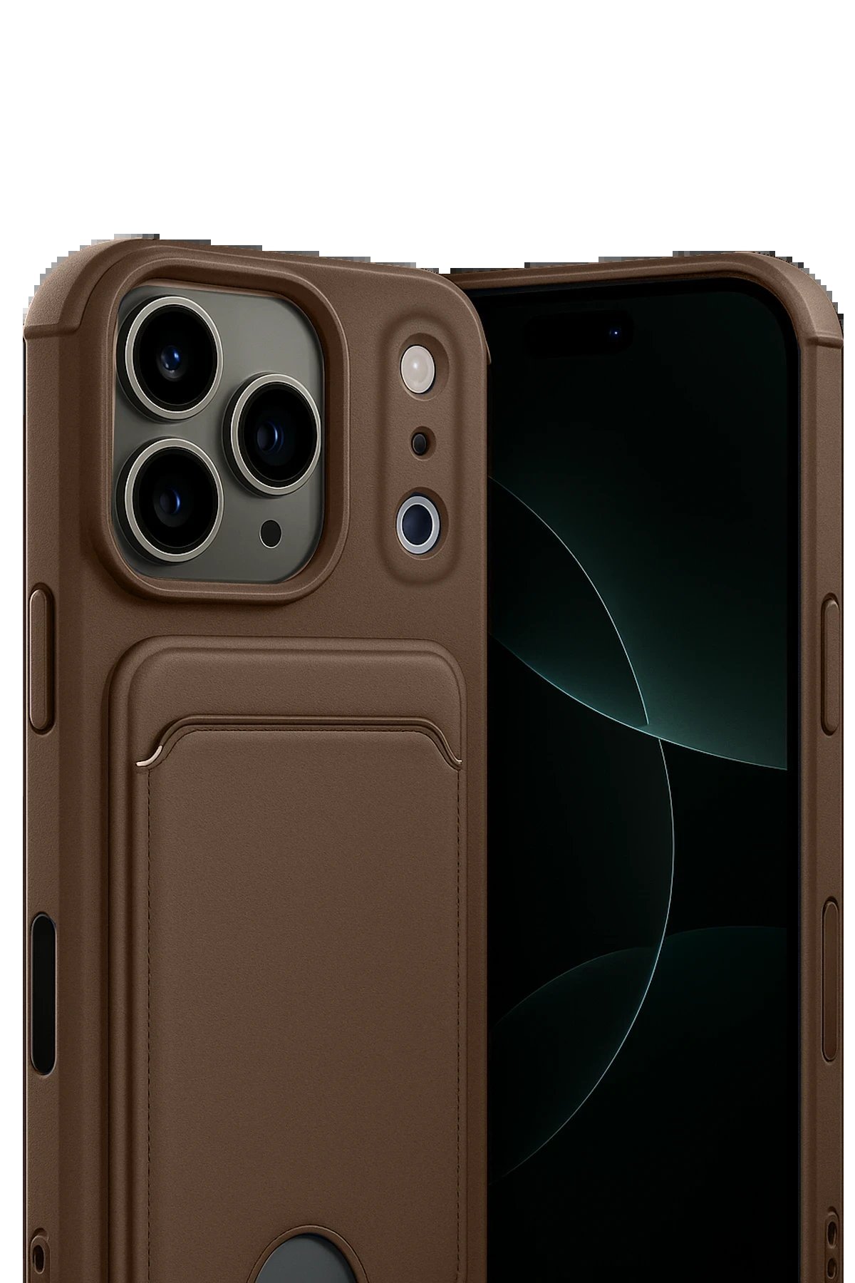 Apple iPhone 17 Pro Max Kelvin Kartvizitli Silikon - Kahverengi-(5796) - Görsel 2