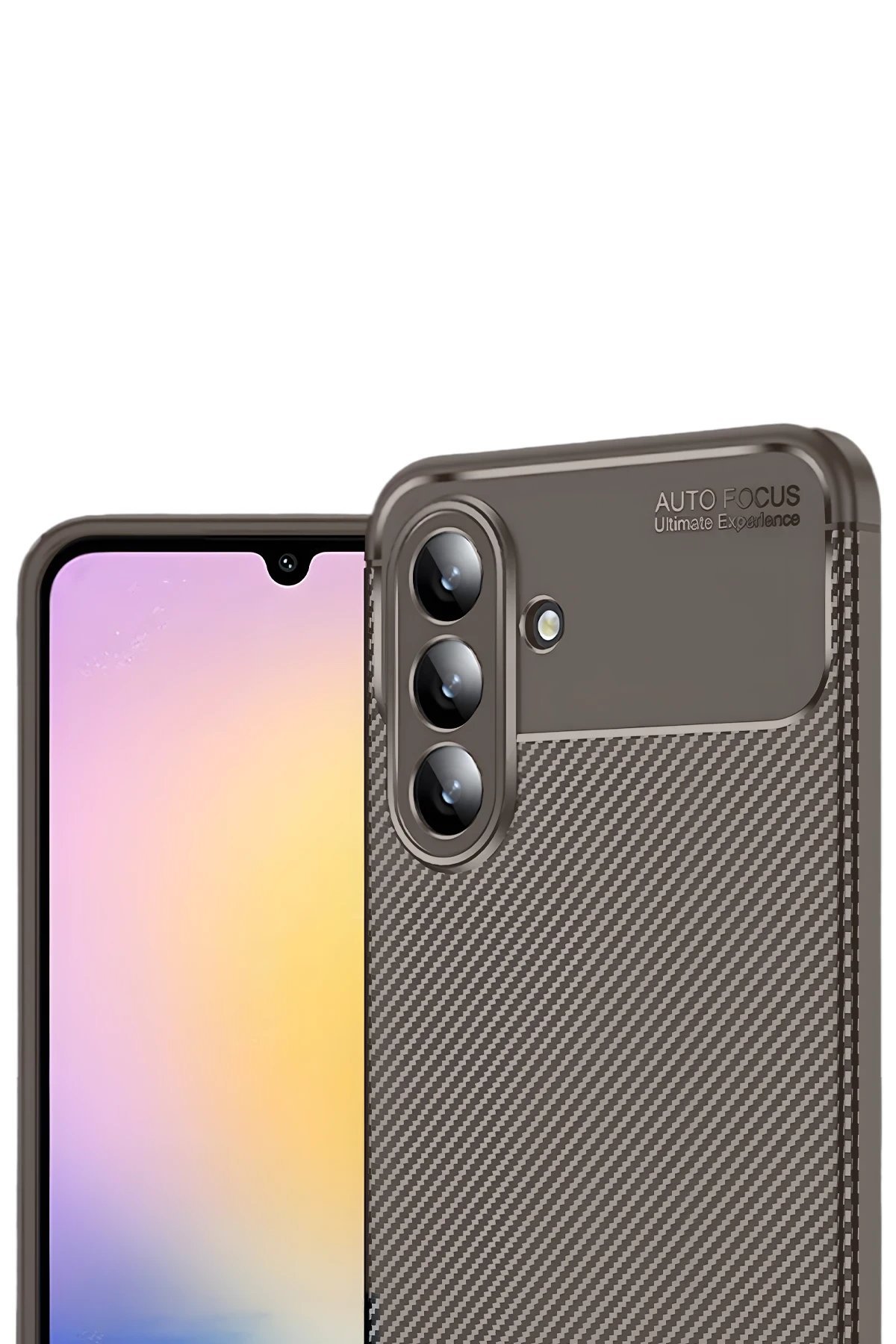 Samsung Galaxy A17 5G Auto Focus Karbon Kapak - Kahverengi-(5796) - Görsel 2