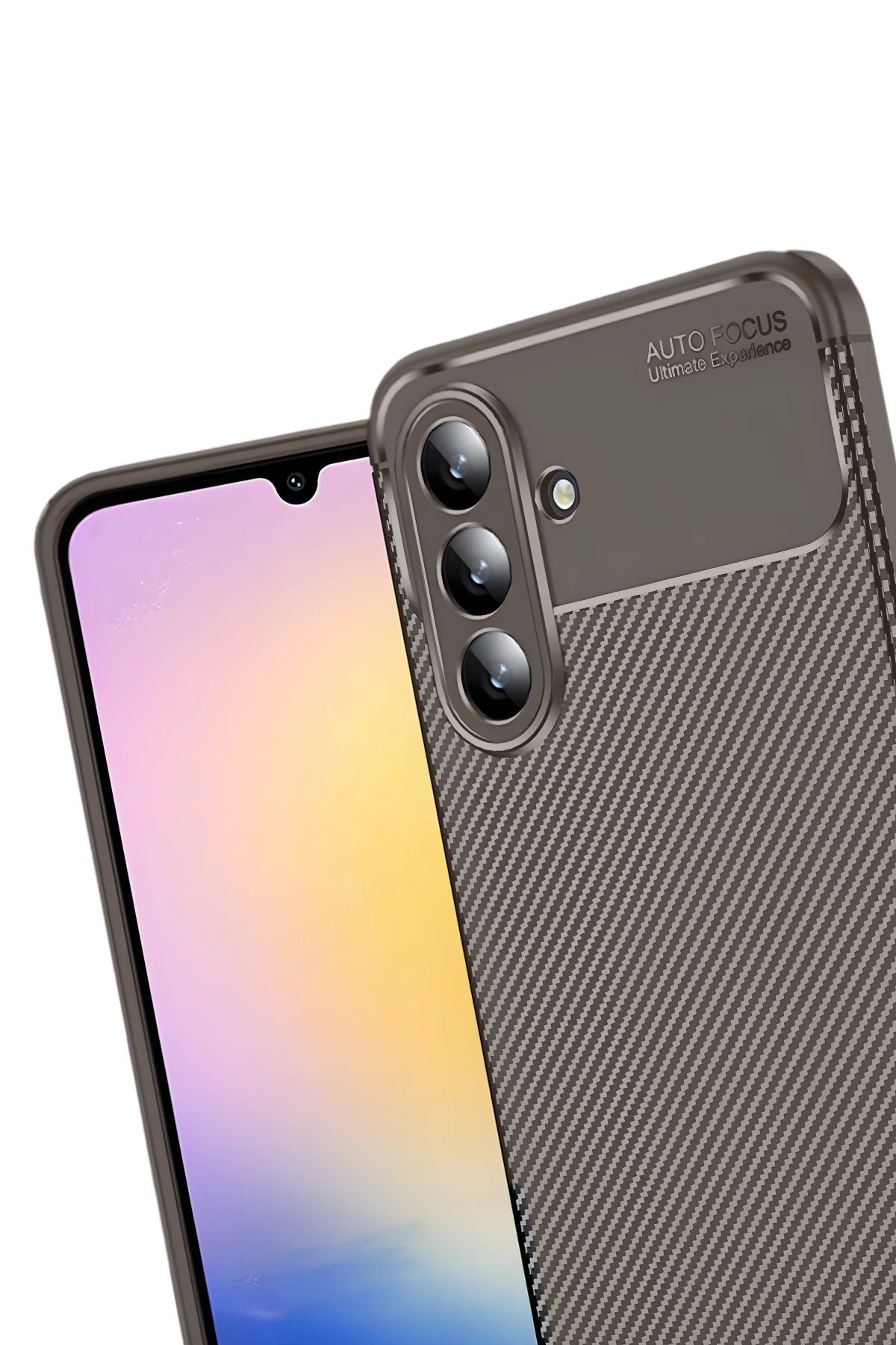 Samsung Galaxy A17 5G Auto Focus Karbon Kapak - Kahverengi-(5796) - Görsel 3