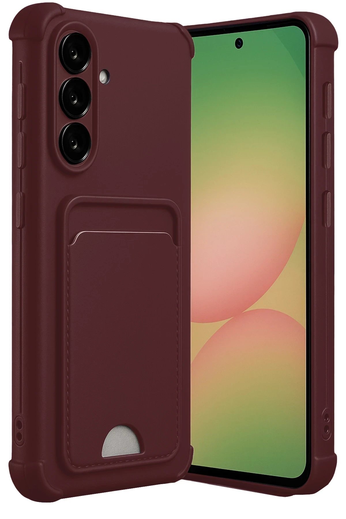 Samsung Galaxy A17 5G Kelvin Kartvizitli Silikon - Bordo-(5796)