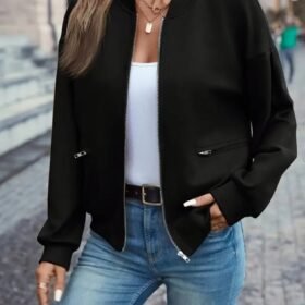 Kadın Uzun Kollu önden Fermuarlı Cepli Modal Ceket