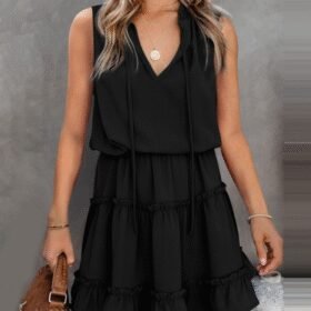 Sıfır Kol V Yaka Ipek Aerobin Elbise