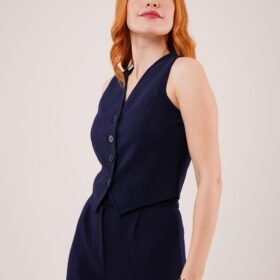 Önü Düğmeli Lacivert Yelek