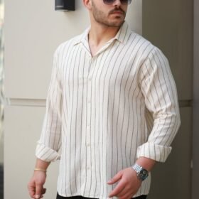 Erkek çizgili Keten Gömlek