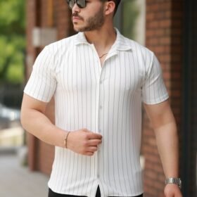 Erkek Kısa Kollu çizgili Gömlek
