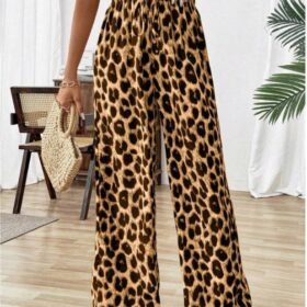 Kadın Süprem Kumaş Beli Lastikli Leopar Desen Pantolon