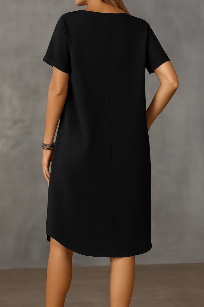 Kadın Kısa Kollu Kayık Yaka Bürümcük Elbise - Görsel 2