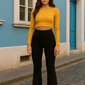 Kadın Yüksek Bel Ispanyol Paça Dalgıç Tayt