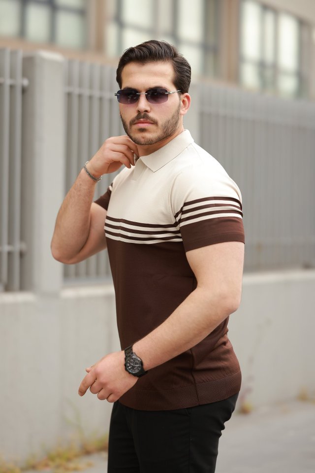 Erkek Yakalı Parça Renk Kısa Kollu T-shirt - Görsel 2