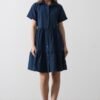 Kısa Kol Düğmeli Elbise - İndigo