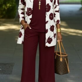 Kadın Uzun Kollu önü Açık Modal Ceket Kolsuz Viskon Iki Iplik Bluz Ve Pantolon üçlü Takım