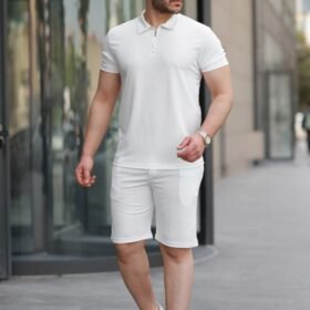 Erkek Yakalı Fermuarlı T-shirt şort Ikili Takım