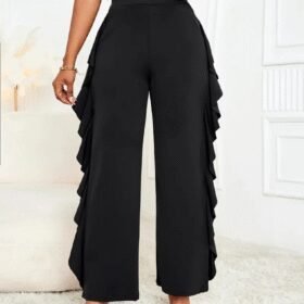 Kadın Yüksek Bel Yanları Volanlı Cepli Sandy Pantolon