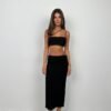 İp Detay Dokulu Maxi Etek