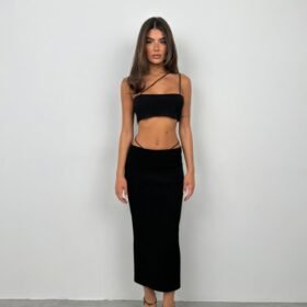 Askı Detay Straplez Dokulu Crop