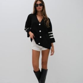 Sırt Baskılı Ajurlu Hırka