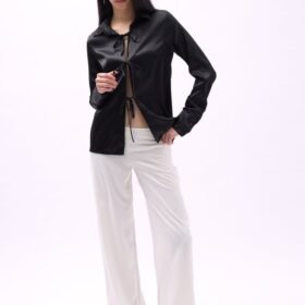 Bağlama Detay Saten Gömlek