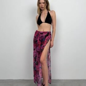 Çift Yırtmaçlı Desenli Pareo