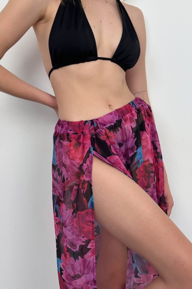 Çift Yırtmaçlı Desenli Pareo - Görsel 3