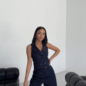 Şal Yaka Düğmeli̇ Yelek