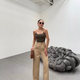 Trio Arka Bel Lasti̇k Detayli Palazzo Pantolon